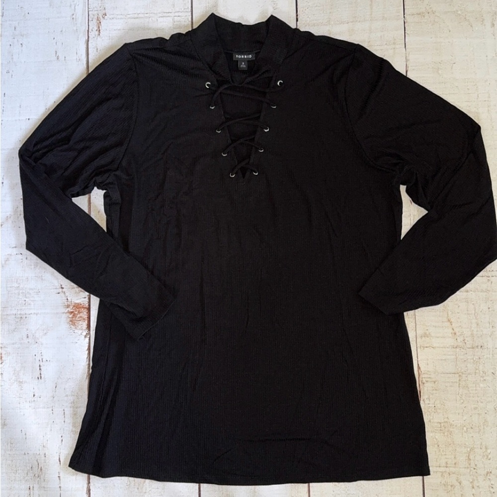 Torrid Lace Up Mock Neck Long Sleeve